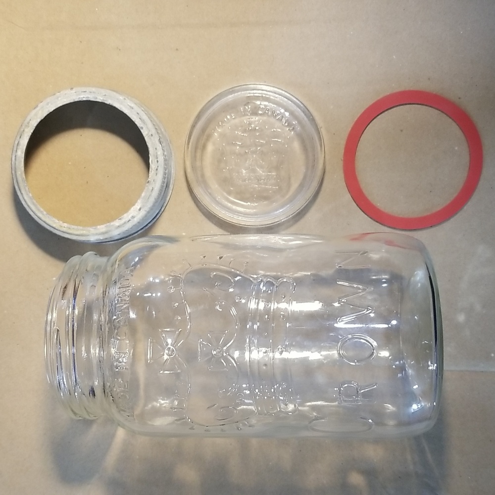 1950 Crown Gem Mason jar made in Canada gasket, glass lid and zinc band included